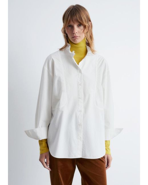 Chemise Longue En Coton À Col Montant & Other Stories en coloris White