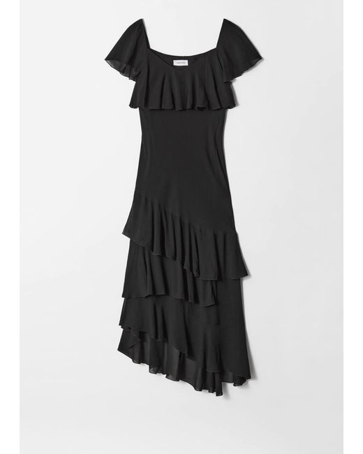 & Other Stories Black Ruffle Maxi Dress