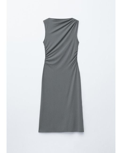 & Other Stories White Sleeveless Draped Midi Dress