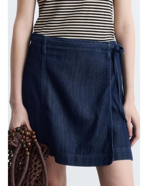 & Other Stories Blue Tie-Detail Denim Mini Skirt