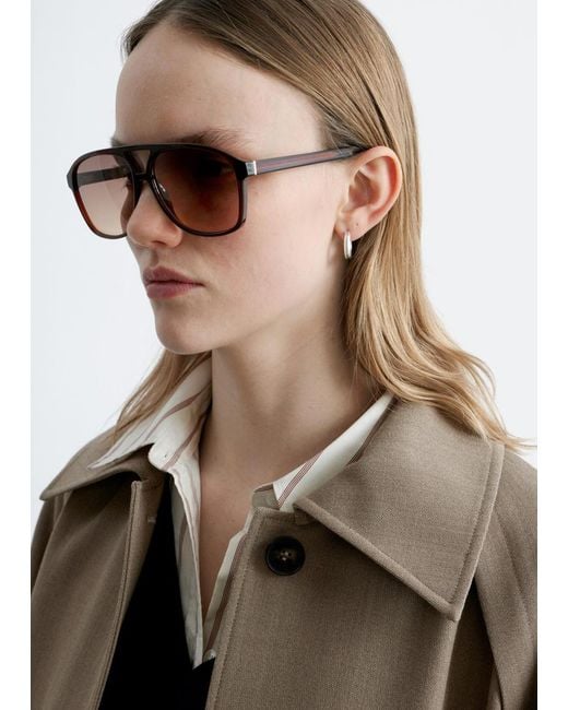 & Other Stories Brown Oversized Aviator Sunglasses