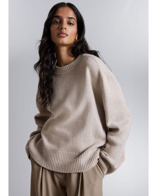 & Other Stories Gray Boxy Cashmere-blend Jumper