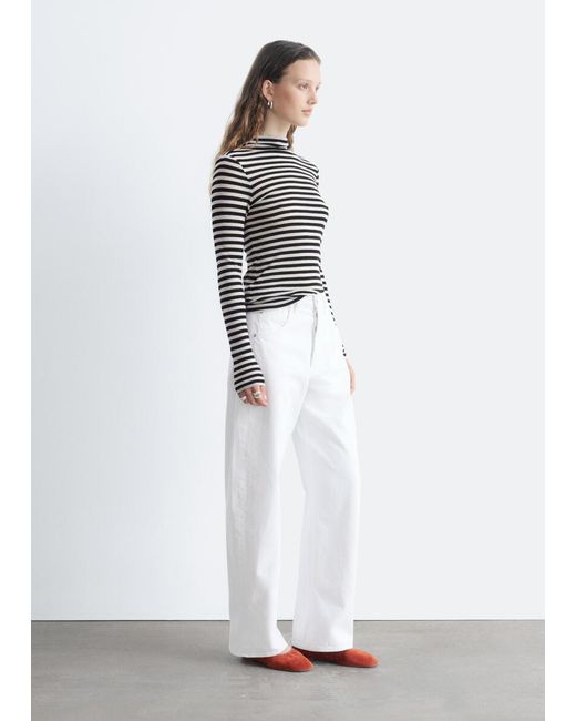 & Other Stories White Wool Mock-Neck Top