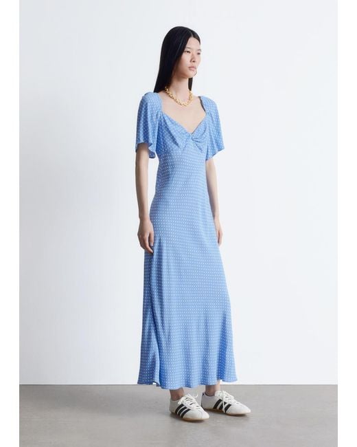 & Other Stories Flutter-Sleeve Midi Dress in Blue | Lyst