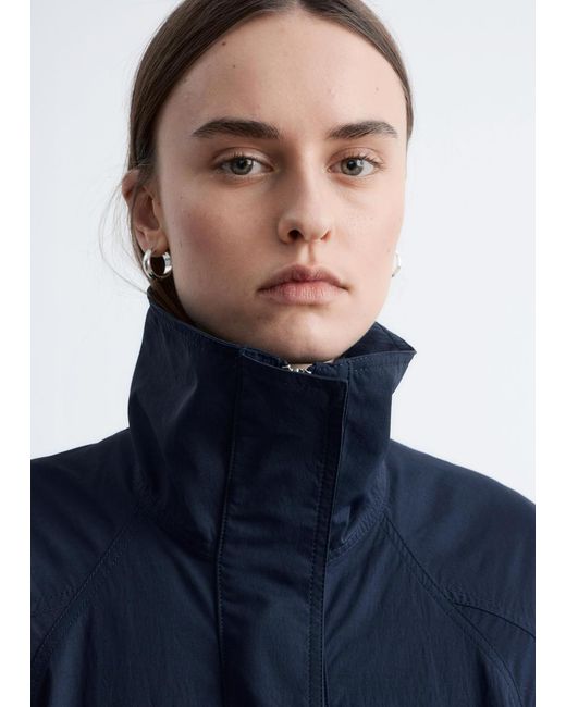& Other Stories Blue Stand-Collar Drawstring Jacket