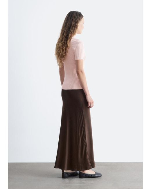 & Other Stories Pink Mock-Neck Ribbed Top
