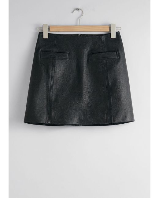 & Other Stories Natural Leather Mini Skirt
