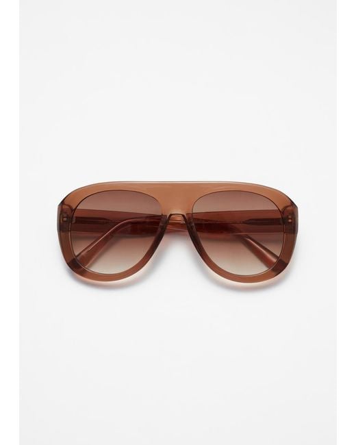 & Other Stories Brown Chunky Aviator Sunglasses