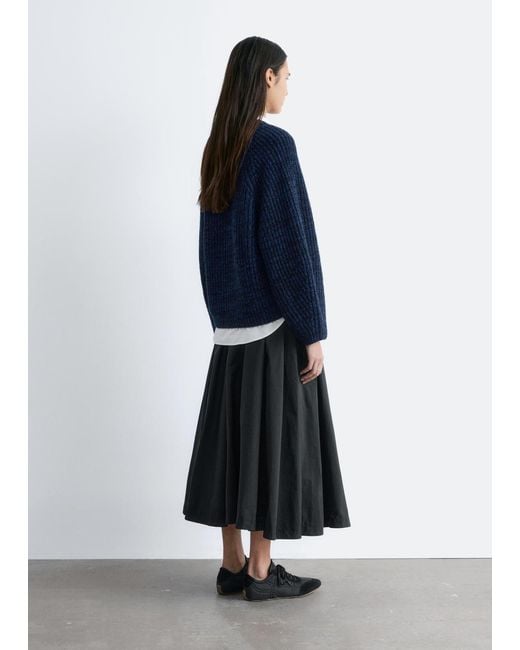 & Other Stories Blue Chunky Rib-Knit Cardigan
