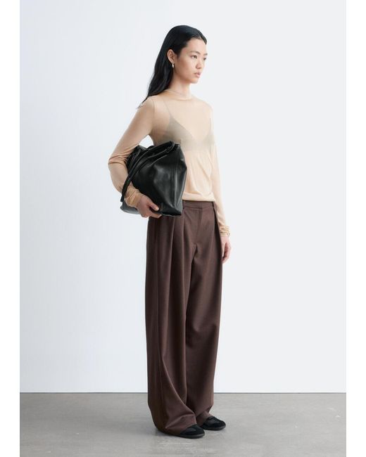 & Other Stories Natural Fine-Knit Sheer Top