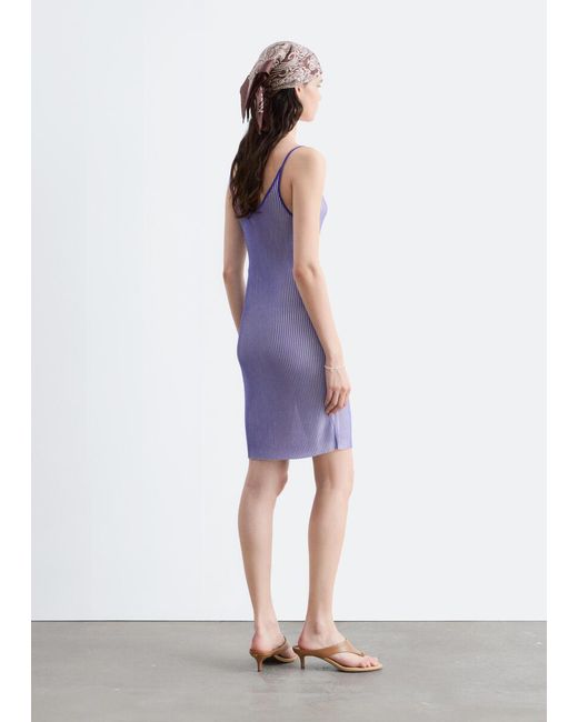 & other stories rib knit mini dress & Other Stories wool and cotton blend rib knit mini dress with tie waist in  blue