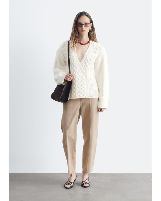 & Other Stories Natural Wool-Cotton Cable Knit Cardigan