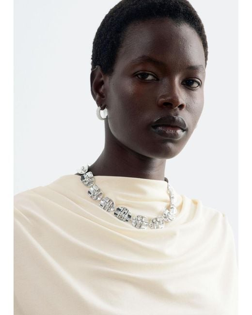 & Other Stories Black Sculptural Panel Necklace
