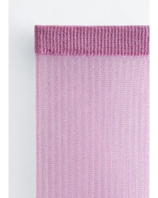 & Other Stories Pink Sheer Ribbed Socks