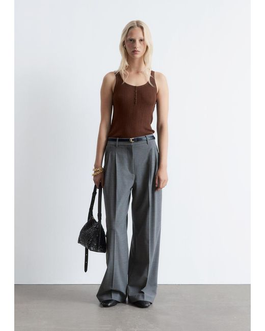 & Other Stories Gray Tailored Wool Trousers