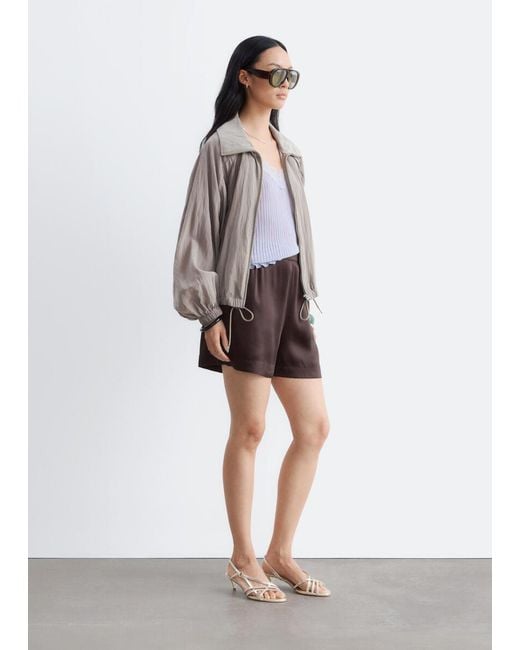 & Other Stories Brown Satin Pull-On Shorts