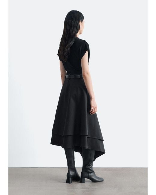 & Other Stories Black Draped Cowl-Neck Top