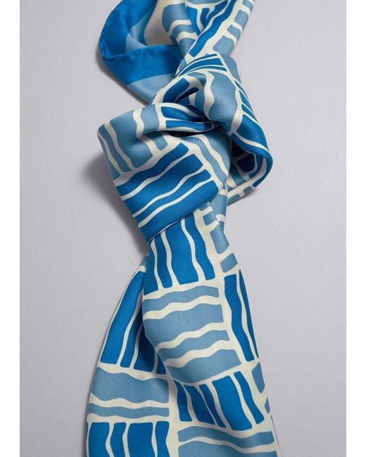 & Other Stories Blue Printed Square Scarf