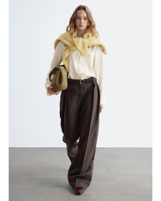 & Other Stories White Press-Crease Wool Trousers