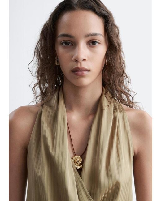 & Other Stories Natural Pleated Neck Wrap Top