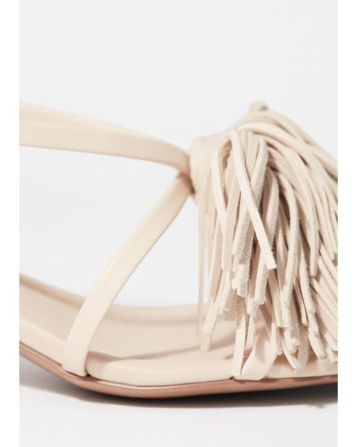 & Other Stories Natural Fringed Leather Sandals