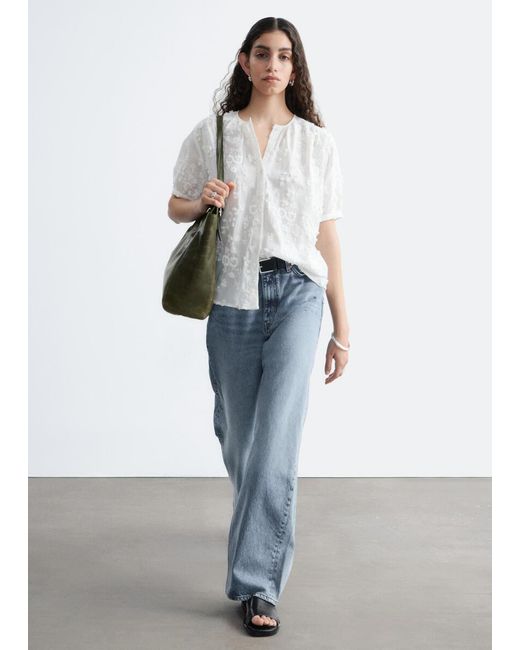 & Other Stories White Oversized Puff-Sleeve Blouse