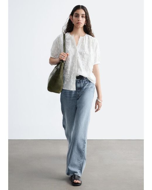 & Other Stories White Oversized Puff-Sleeve Blouse