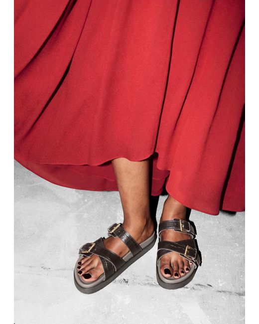 & Other Stories White Cross-Strap Leather Sandals