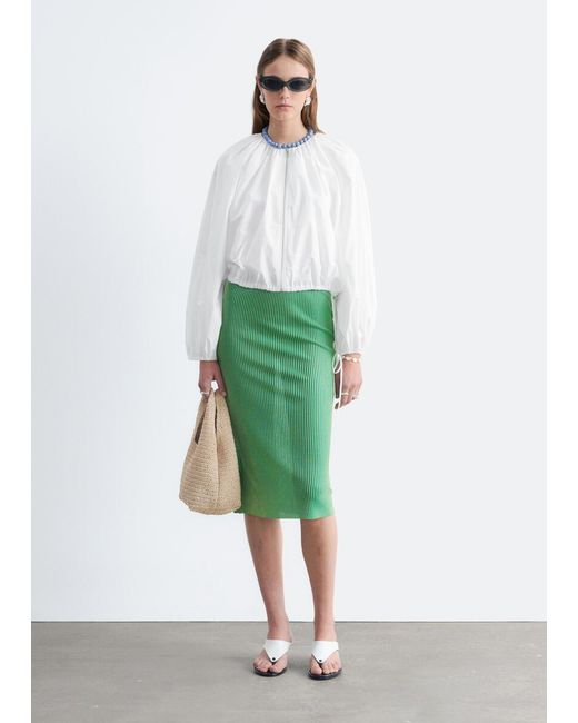 & Other Stories White Cotton Poplin Zip-Front Blouse