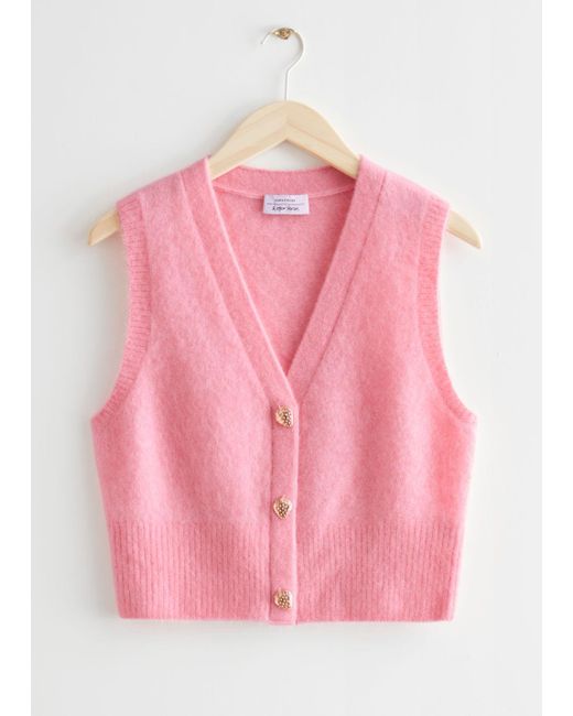 & Other Stories Pink Dolphin Button Knit Vest