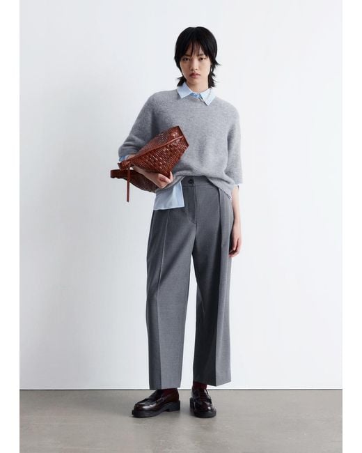 & Other Stories Gray Alpaca-Blend Knitted Top