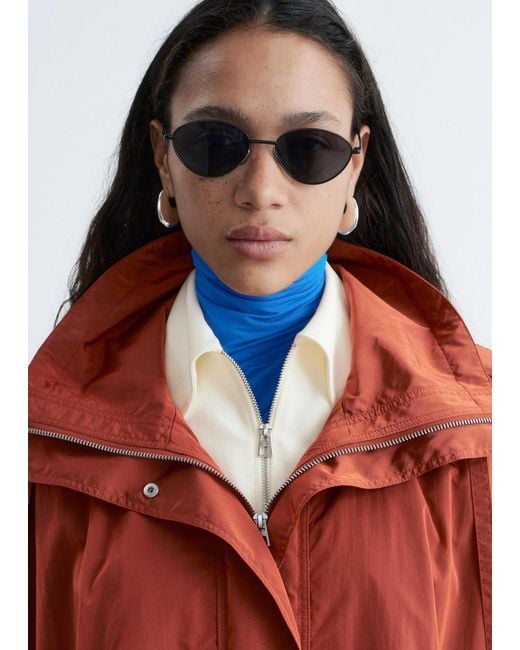 & Other Stories Red Technical Nylon Hooded Parka