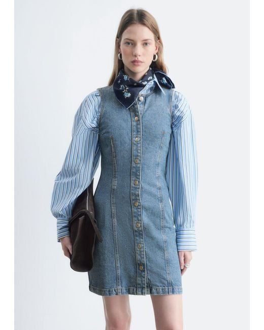 & Other Stories Blue Button-Front Denim Dress