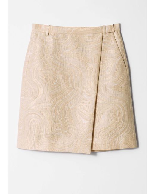 & Other Stories White A-Line Jacquard Midi Skirt
