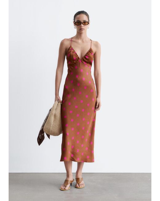 & Other Stories White Satin Slip Midi Dress