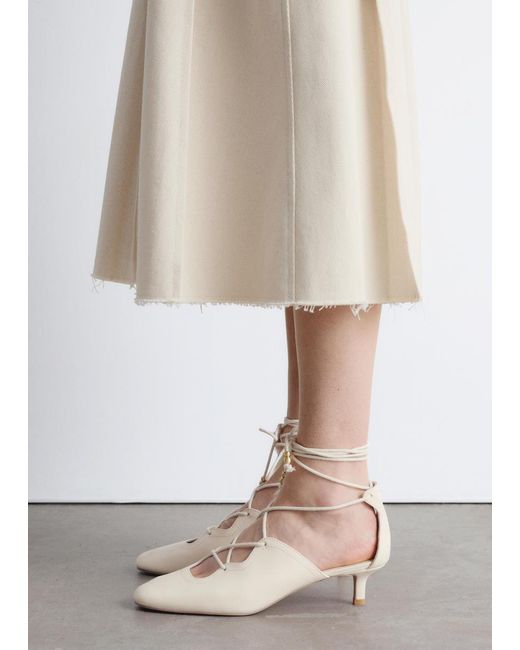 & Other Stories Natural Lace-Up Leather Pumps