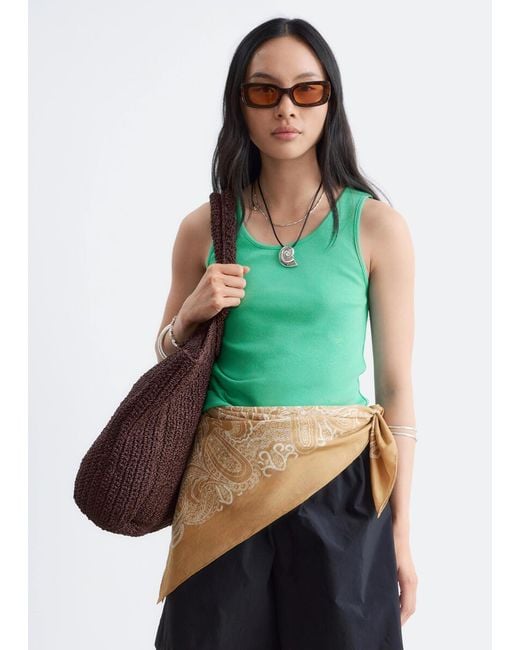 & Other Stories Green Ribbed Cotton Tank Top