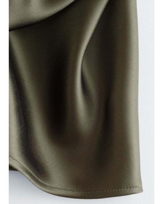 & Other Stories Green Sleeveless Satin Midi Dress