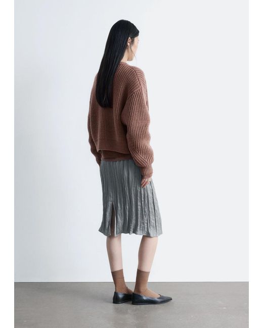 & Other Stories Brown Knitted Wool Bomber Jacket