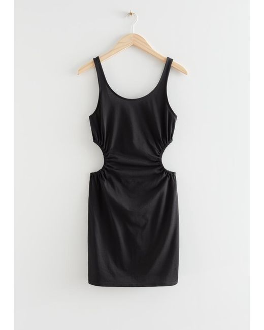 & Other Stories Black Cut-Out Waist Mini Dress
