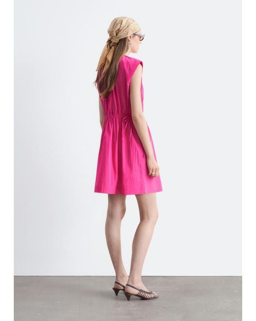 & Other Stories Pink Drawstring Waist Sleeveless Dress