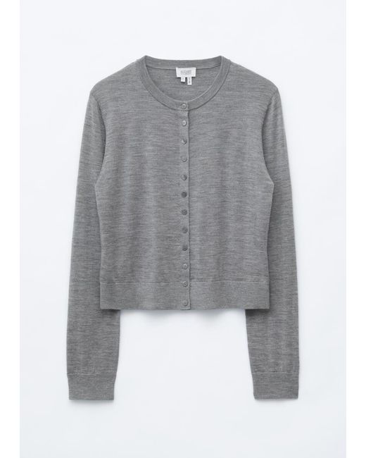 & Other Stories Gray Plain-Knit Wool Cardigan