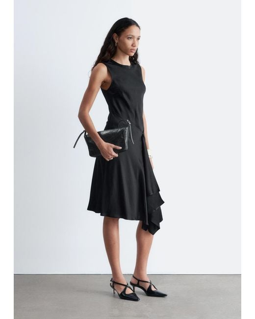& Other Stories Asymmetric Satin Midi Dress in White | Lyst
