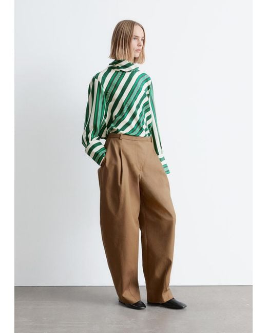 & Other Stories Green Barrel-Leg Trousers