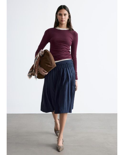 & Other Stories Blue Long-Sleeve Cotton Top