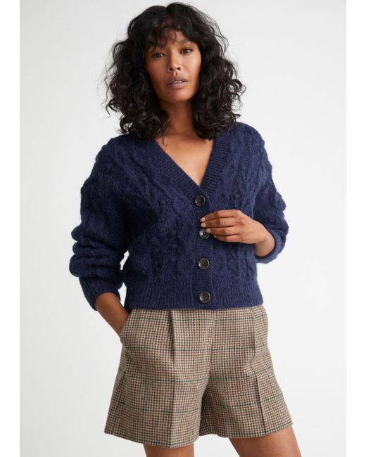 blue cable cardigan