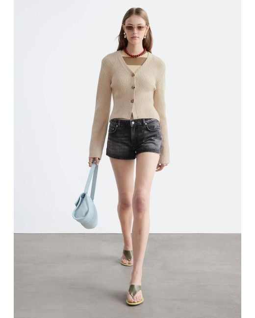 & Other Stories White Low-Waist Denim Mini Shorts