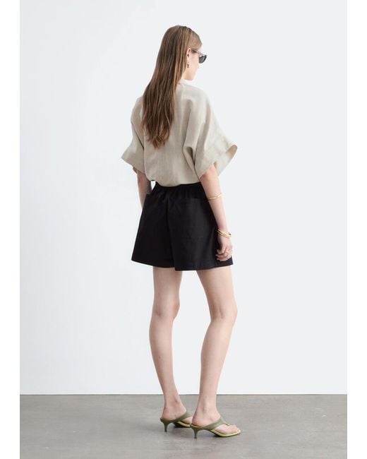 & Other Stories White High-Waist Cotton Shorts