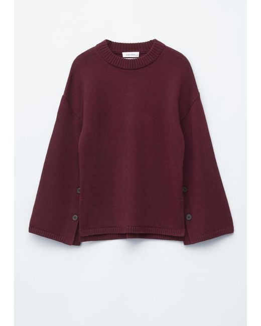 & Other Stories Red Button-Detailed Wool Jumper