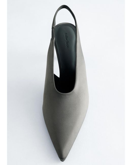 & Other Stories Black Satin Slingback Pumps